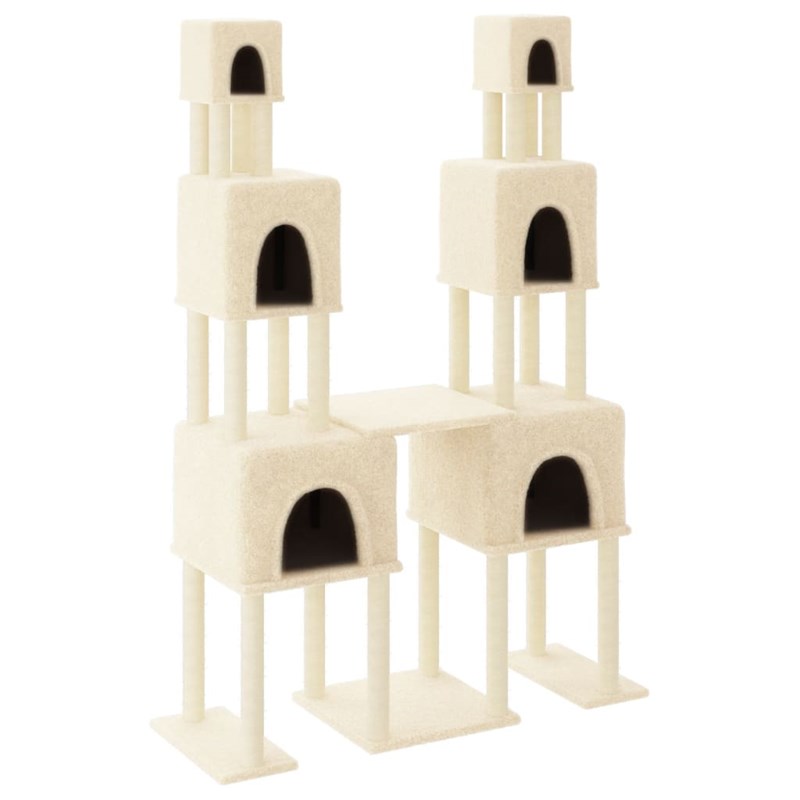 Arbre à chat meuble tour grimper jouet 136 x 47.5 x 199 cm crème