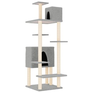 Arbre à chat meuble tour grimper jouet 66.5 x 60 x 154 cm gris