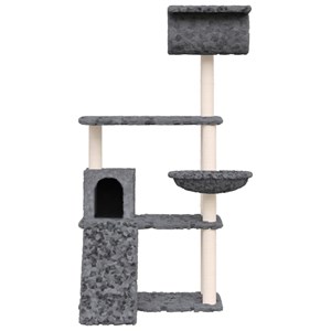Arbre à chat meuble tour grimper jouet 76.5 x 70 x 131 cm gris