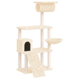 Arbre à chat meuble tour grimper jouet 76.5 x 70 x 131 cm crème