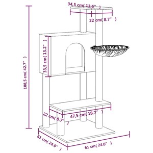 Arbre à chat meuble tour grimper jouet 61 x 61 x 108.5 cm gris