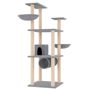 Arbre à chat meuble tour grimper jouet 72.5 x 96.5 x 141 cm gris