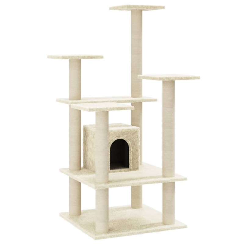 Helloshop26 - Arbre à chat meuble tour grimper jouet 60.5 x 60 x 110 cm crème