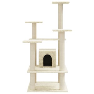 Arbre à chat meuble tour grimper jouet 60.5 x 60 x 110 cm crème