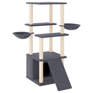 Arbre à chat meuble tour grimper jouet 95 x 47.5 x 133 cm gris