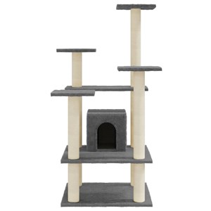 Arbre à chat meuble tour grimper jouet 60.5 x 60 x 110 cm gris