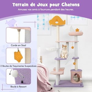Arbre à chat tour à plusieurs niveaux 68 x 48 x 167 cm