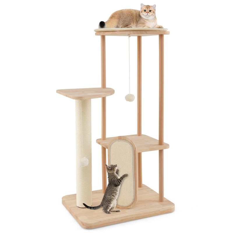 Arbre à chat en bois pour chats 59 x 47 x 112 cm bois marron