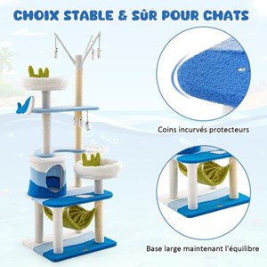 Arbre à chat sur le thème de 59 x 49 x 165 cm bleue