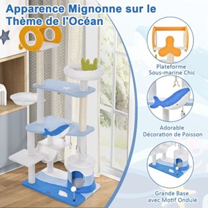 Arbre à chat sur le thème de 69 x 49 x 168 cm bleue