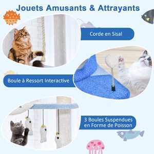 Arbre à chat sur le thème de 69 x 49 x 168 cm bleue