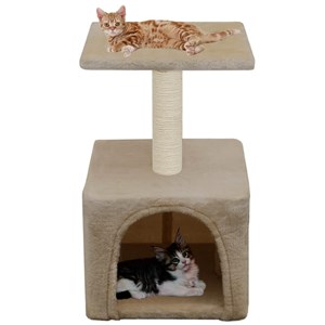 Arbre à chat griffoir grattoir niche jouet 30 x 30 x 55 cm beige