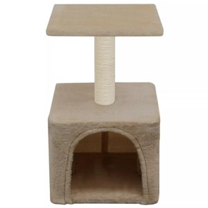 Arbre à chat griffoir grattoir niche jouet 30 x 30 x 55 cm beige