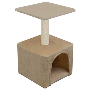 Arbre à chat griffoir grattoir niche jouet 30 x 30 x 55 cm beige
