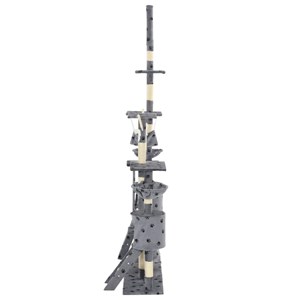 Arbre à chat griffoir grattoir niche jouet 147 x 35 x 230 cm gris