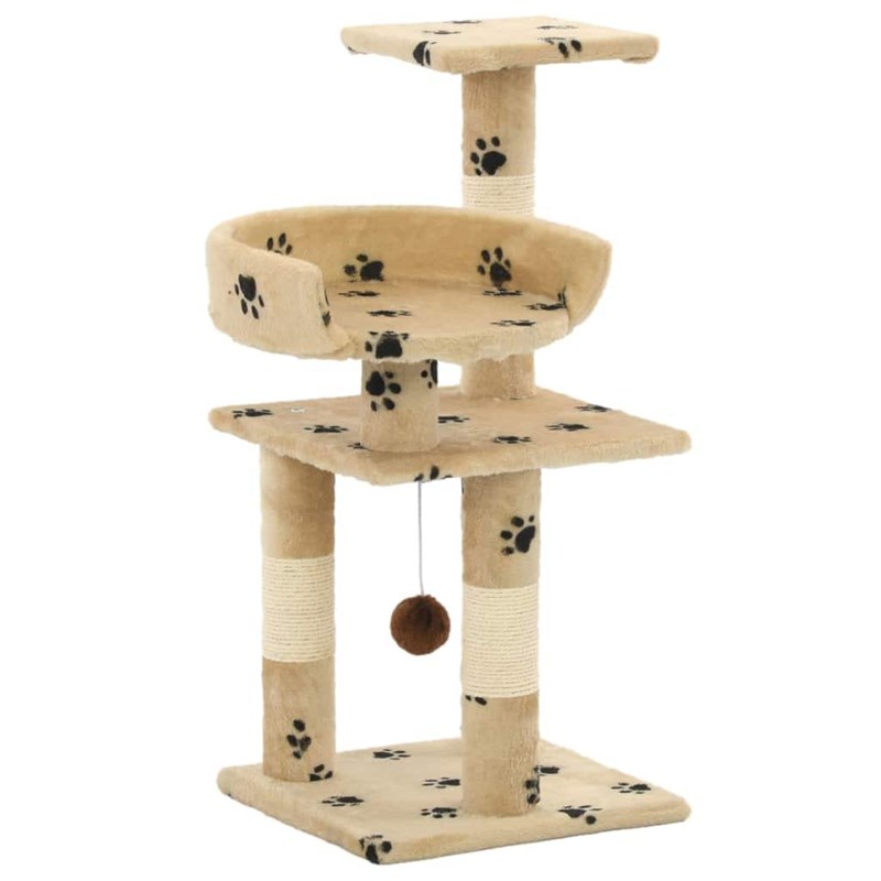 Arbre à chat griffoir grattoir niche jouet 30 x 30 x 65 cm beige