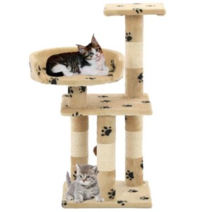 Arbre à chat griffoir grattoir niche jouet beige