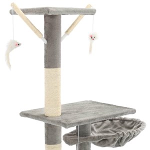 Arbre à chat griffoir grattoir niche jouet 147 x 35 x 230 cm gris