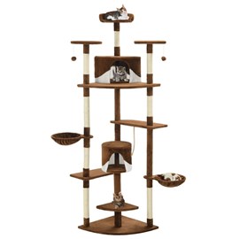 Arbre à chat griffoir grattoir niche jouet 103 x 77 x 203 cm marron