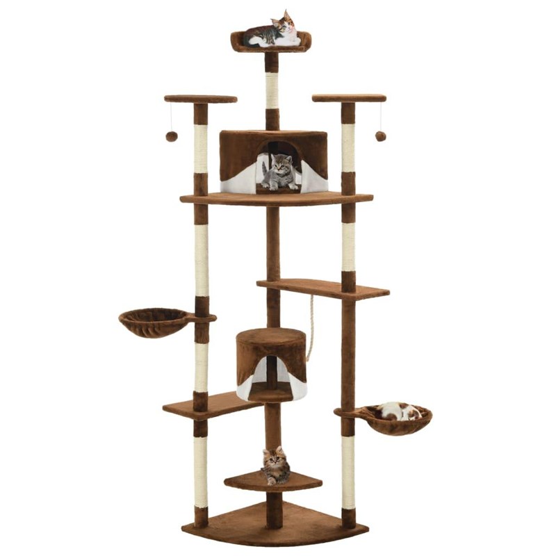 Arbre à chat griffoir grattoir niche jouet 103 x 77 x 203 cm marron