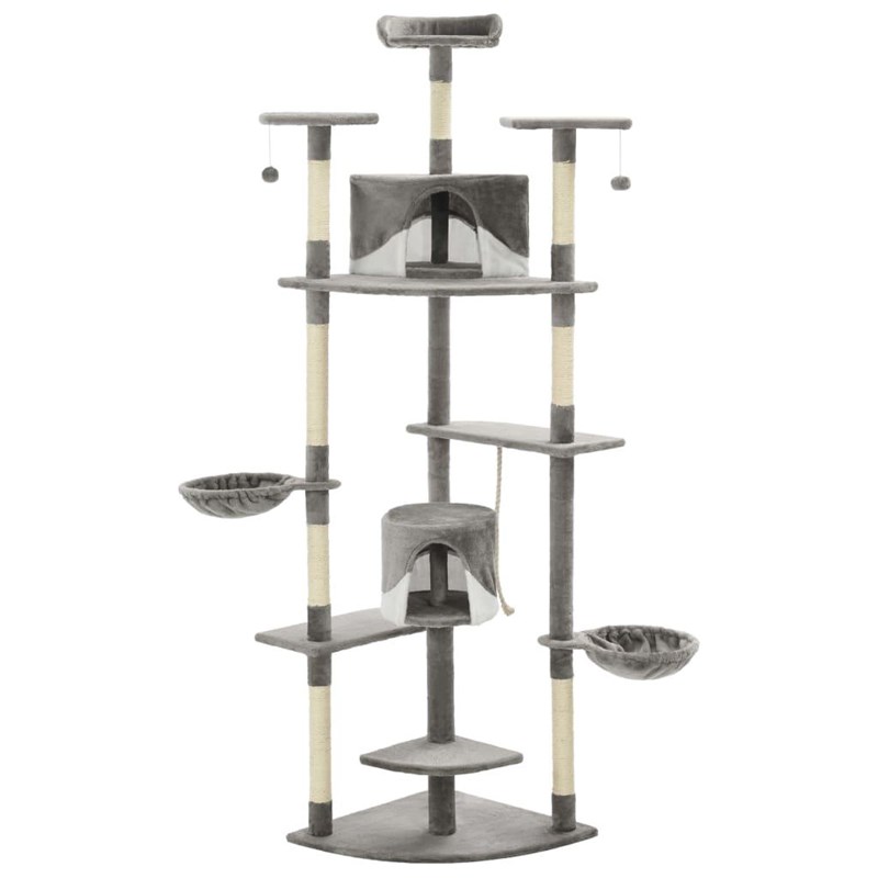 Helloshop26 - Arbre à chat griffoir grattoir niche jouet 103 x 77 x 203 cm gris