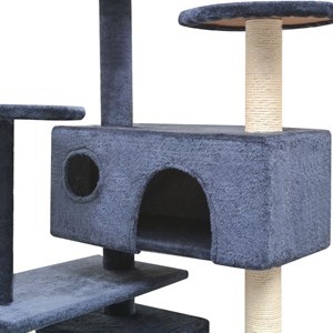 Arbre à chat griffoir grattoir niche jouet 67 x 67 x 125 cm bleue