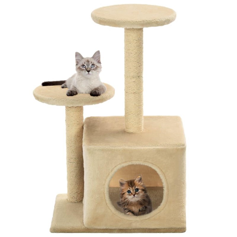 Arbre à chat griffoir grattoir niche jouet 50 x 39 x 60 cm beige