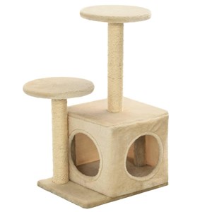Arbre à chat griffoir grattoir niche jouet 50 x 39 x 60 cm beige