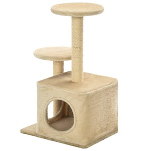 Arbre à chat griffoir grattoir niche jouet 50 x 39 x 60 cm beige
