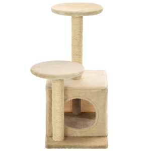 Arbre à chat griffoir grattoir niche jouet 50 x 39 x 60 cm beige
