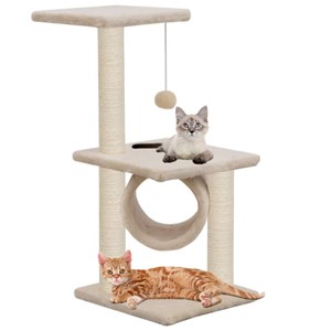 Arbre à chat griffoir grattoir niche jouet 30 x 30 x 65 cm beige