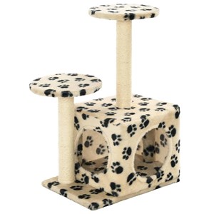 Arbre à chat griffoir grattoir niche jouet 50 x 39 x 60 cm beige