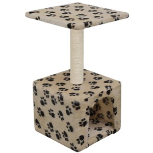 Arbre à chat griffoir grattoir niche jouet 30 x 30 x 55 cm beige