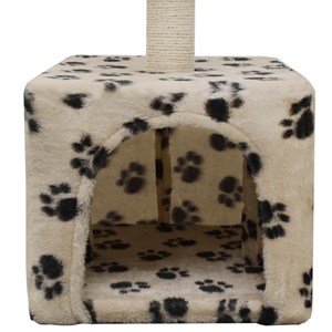 Arbre à chat griffoir grattoir niche jouet 30 x 30 x 55 cm beige
