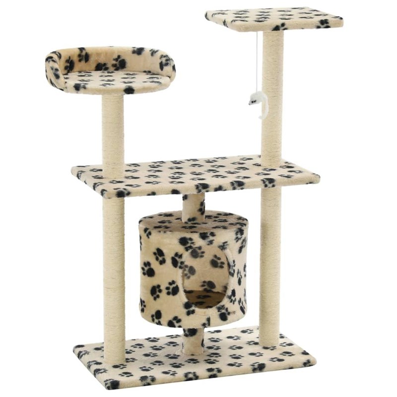 Arbre à chat griffoir grattoir niche jouet 70 x 45 x 95 cm beige