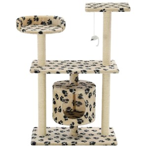 Arbre à chat griffoir grattoir niche jouet 70 x 45 x 95 cm beige