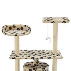 Arbre à chat griffoir grattoir niche jouet 70 x 45 x 95 cm beige