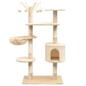 Arbre à chat griffoir grattoir niche jouet 96 x 35 x 125 cm beige