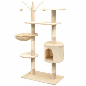 Arbre à chat griffoir grattoir niche jouet 96 x 35 x 125 cm beige