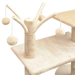 Arbre à chat griffoir grattoir niche jouet 96 x 35 x 125 cm beige