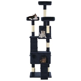 Arbre à chat griffoir grattoir niche jouet bleue