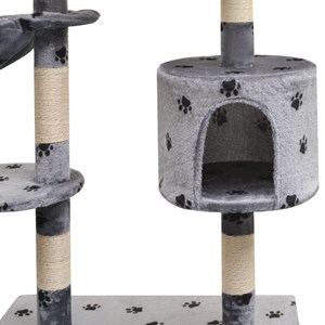 Arbre à chat griffoir grattoir niche jouet 96 x 35 x 125 cm gris