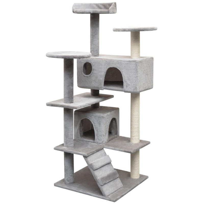 Helloshop26 - Arbre à chat griffoir grattoir niche jouet 67 x 67 x 125 cm gris