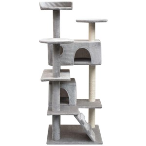 Arbre à chat griffoir grattoir niche jouet 67 x 67 x 125 cm gris