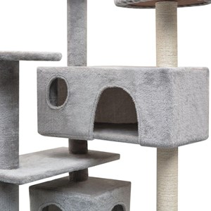 Arbre à chat griffoir grattoir niche jouet 67 x 67 x 125 cm gris