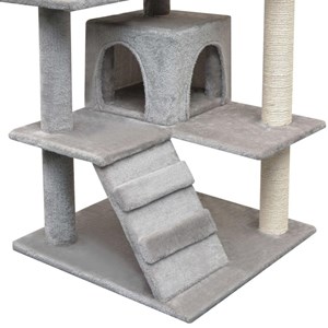 Arbre à chat griffoir grattoir niche jouet 67 x 67 x 125 cm gris