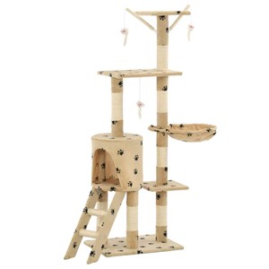 Arbre à chat griffoir grattoir niche jouet 49 x 35 x 138 cm beige