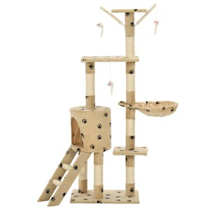 Arbre à chat griffoir grattoir niche jouet 49 x 35 x 138 cm beige