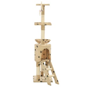 Arbre à chat griffoir grattoir niche jouet 49 x 35 x 138 cm beige