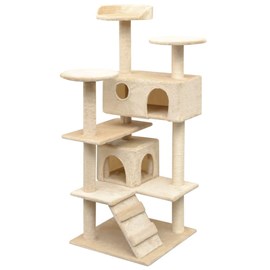 Arbre à chat griffoir grattoir niche jouet 67 x 67 x 125 cm beige